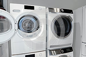 Washing machines and drying machines home appliance retail store showroom