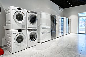 Washing machines and drying machines home appliance retail store showroom