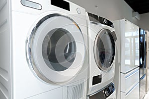 Washing machines and drying machines home appliance retail store showroom