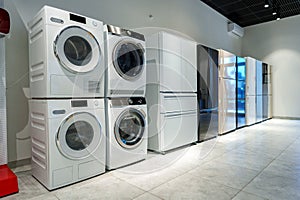 Washing machines and drying machines home appliance retail store showroom