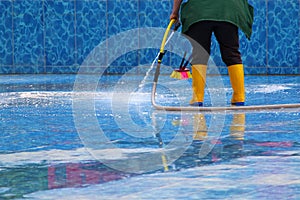 Washing and maintenance of the pool bowl. Preparation for the tourist season