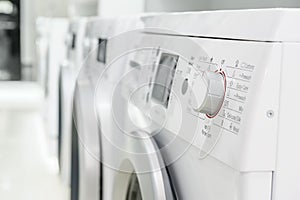 Washing mashines in appliance store