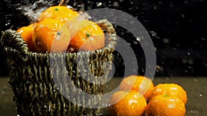 Washing Orange Fruit Slow Motion