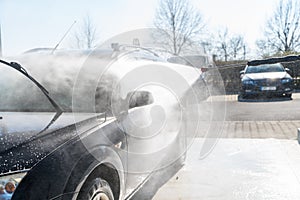 Washing program at the self-service station. washing, rinsing and polishing of the car body under high pressure using