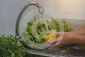 Washing vegetables