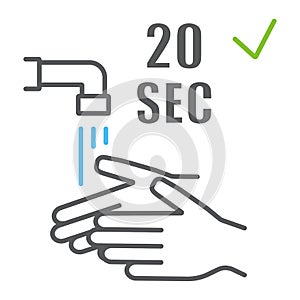 Washing your hands 20 seconds color line icon, wash and hygiene, wash your hands sign, vector graphics, a linear pattern photo