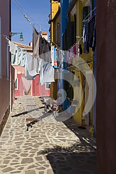 Washings Drying in Colorful Burano, Venice