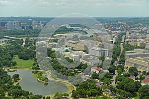 Washington buildings aerial view in Washington DC, USA