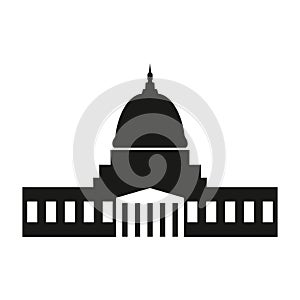 Washington capitol with tall columns black monochrome silhouette isolated.