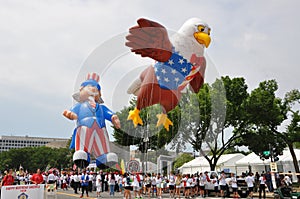 WASHINGTON, D.C. - JULY 4, 2017: giant balloons are inflated for participation in the 2017 National Independence Day Parade July 4