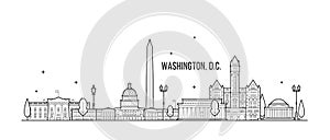 Washington D. C. skyline USA city buildings vector