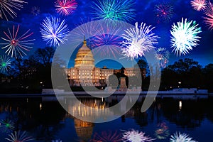 Washington D.C. Us capitol, fireworks celebration USA