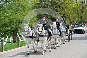 WASHINGTON D.C., USA - MAY, 2 2014 - US Army marine funeral at Arlington cemetery
