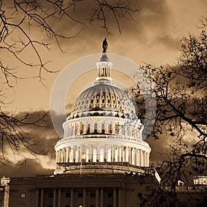 Washington DC - Capitol building dome in sepia