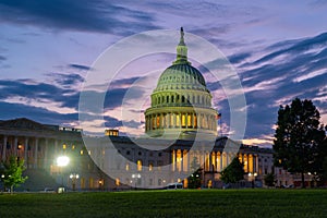 Washington DC. Capitol building at night. USA Congress, Washington D.C.