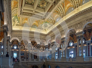 Washington DC, District of Columbia [Library of congress, main reading room and Great Hall interior