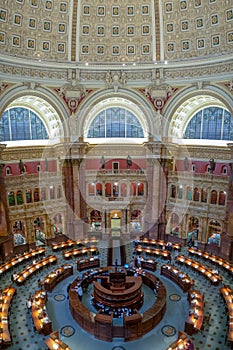 Washington DC, District of Columbia [Library of congress, main reading room and Great Hall interior