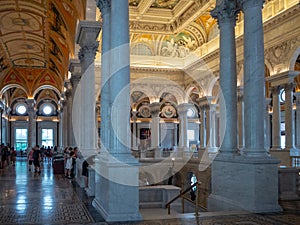 Washington DC, District of Columbia [Library of congress, main reading room and Great Hall interior