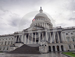 Washington DC, District of Columbia [United States US Capitol Building, shady cloudy weather before raining, faling dusk