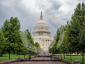Washington DC, District of Columbia [United States US Capitol Building, shady cloudy weather before raining, faling dusk