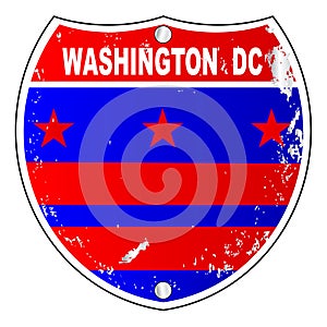 Washington DC Flag Icons As Interstate Sign