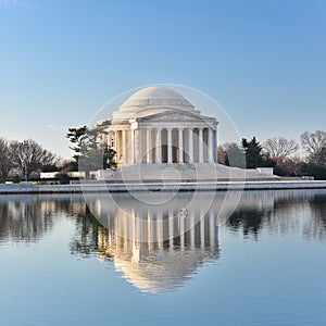 Washington DC - Jefferson Memorial an reflection on pool