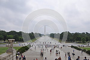 Washington DC, july 5th 2017: National Mall with Washington Obelisk on a rainy day from Washington Columbia District USA