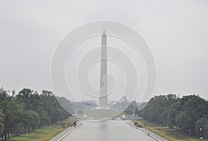 Washington DC, july 5th 2017: National Mall with Washington Obelisk on a rainy day from Washington Columbia District USA