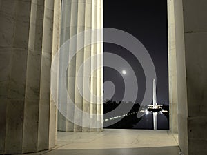 Washington DC landmarks at moon light