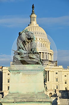 Washington DC - Lion statue in front of Capitol