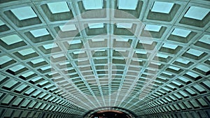 Washington DC metro station concrete ceiling