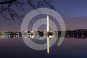 Washington DC Monument at Night Skyline Reflection