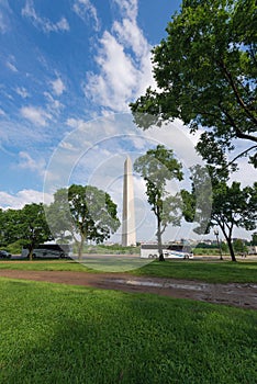 Washington DC Monuments and garden at noon, USA