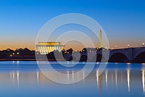 Washington, DC - Monuments reflecting on the Potomac River