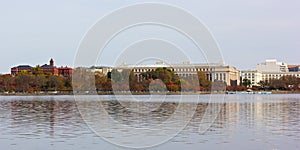 Washington DC panorama near Tidal Basin in fall.