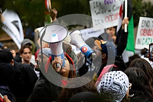 Washington, DC - 10-14-2023: Protestor at Palestine Protest in Washington, DC