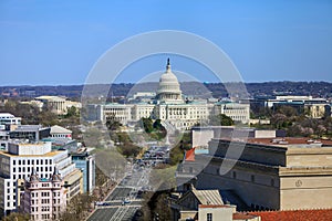 Washington DC, skyline with Capitol building and other Federal b
