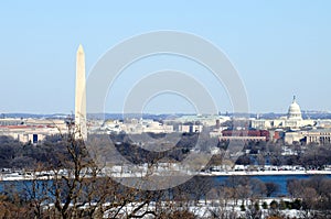 Washington DC skyline in winter