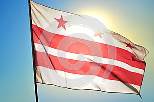 Washington DC of United States flag waving on the wind