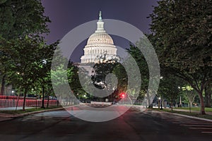 Washington DC, US Capitol Building at night