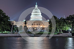 Washington DC, US Capitol Building at night