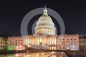 Washington DC, US Capitol Building at night.
