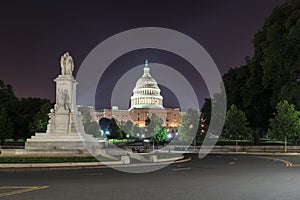 Washington DC, US Capitol Building at night.