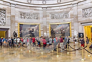 interior of the Washington capitol hill dome Rotunda with tourists