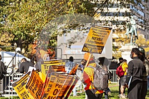 Anti-Trump Protesters make demonstrations in Black Lives Matter Plaza near White House.