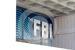 Washington, DC, USA- January 12, 2020: Sign of Federal Bureau of Investigation at their headquarters in Washington, DC, USA