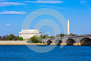 Washington DC, USA skyline on the Potomac River photo