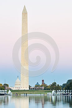 Washington DC, WWII Memorial, Capitol and Monument