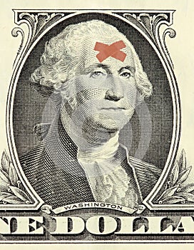 Washington dollar portrait with bandages