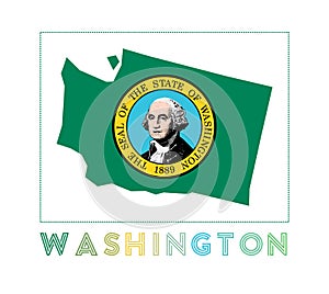Washington Logo. Map of Washington with us state.
